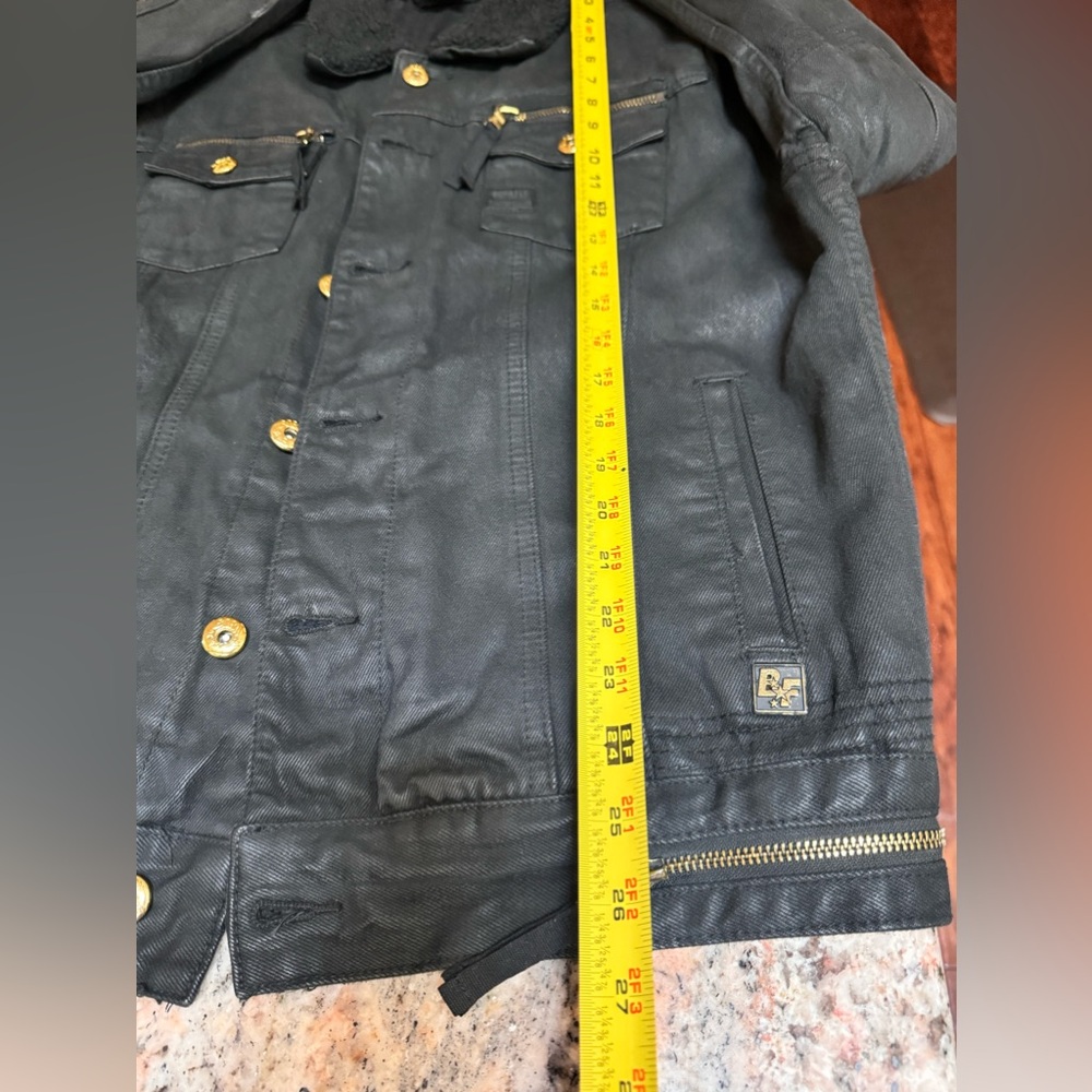 Born fly coated black denim/ jean jacket with gold hardware - Picture 7 of 12
